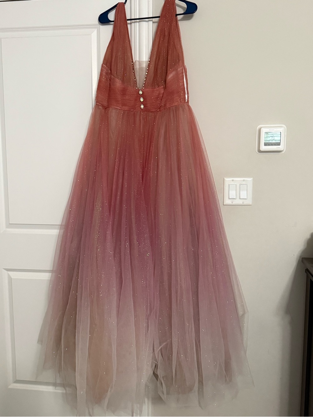 Glitter Ombre Tulle Dress - Pink Peach
